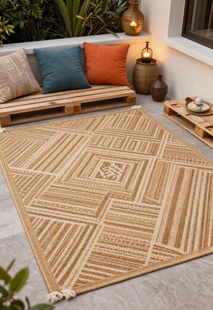 17 Pallet Patio Furniture Ideas With DIY Style 15 17 Pallet Patio Furniture Ideas With DIY Style - 15. Pallet Outdoor Rug 1