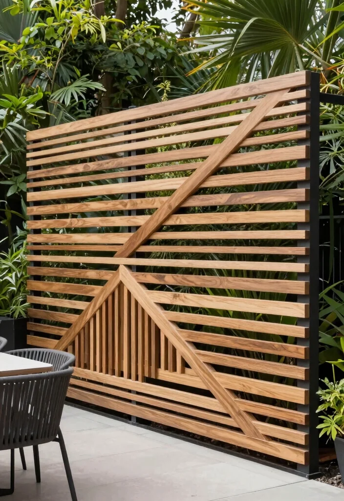 17 Slat Fence Horizontal Ideas With Sleek Modern Lines 10 17 Slat Fence Horizontal Ideas With Sleek Modern Lines - 10. Geometric Patterns with Slat Fencing 1