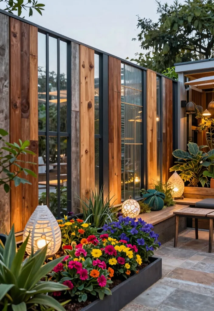 17 Slat Fence Horizontal Ideas With Sleek Modern Lines 14 17 Slat Fence Horizontal Ideas With Sleek Modern Lines - 14. Mixed Materials for an Eclectic Look 1