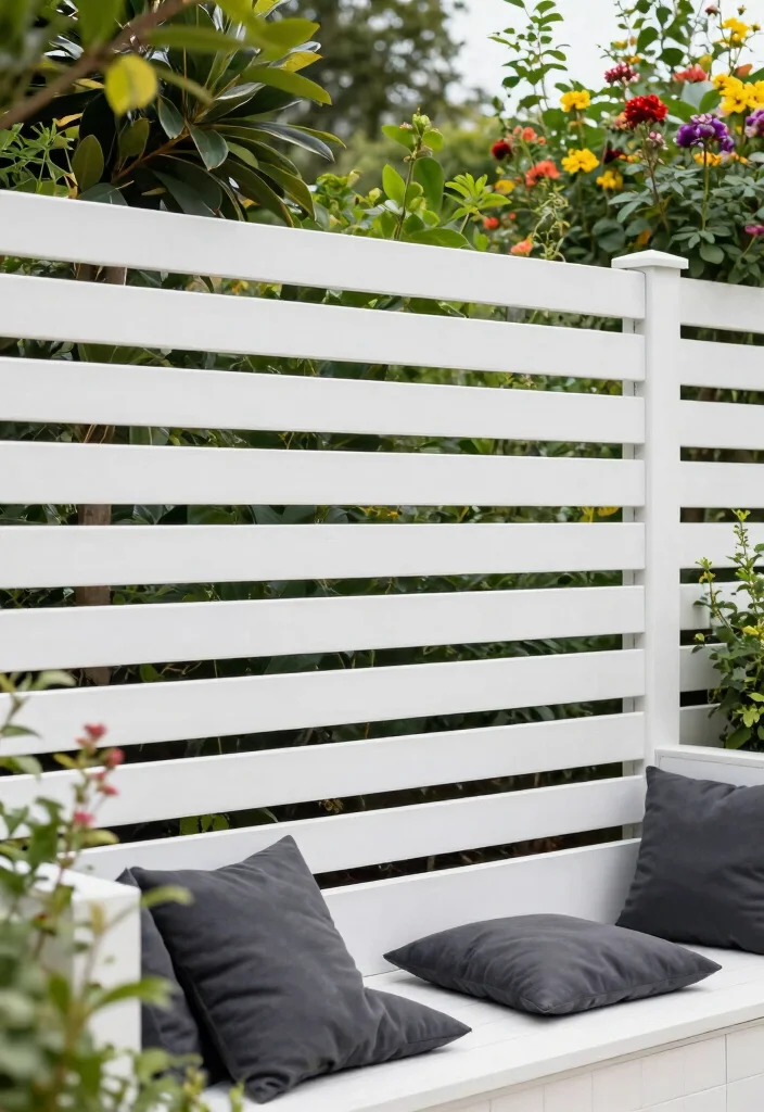 17 Slat Fence Horizontal Ideas With Sleek Modern Lines 7 17 Slat Fence Horizontal Ideas With Sleek Modern Lines - 7. Contemporary White Vinyl Slats 1