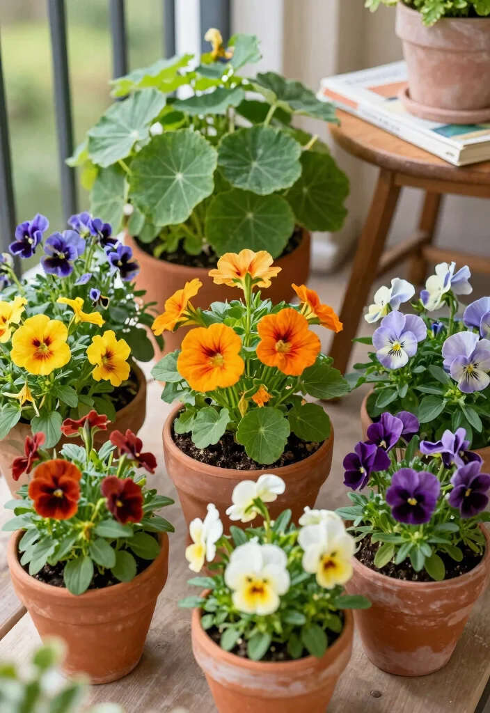 17 Small Container Garden Ideas That Maximize Tiny Spaces - 4. Edible Flower Garden 1