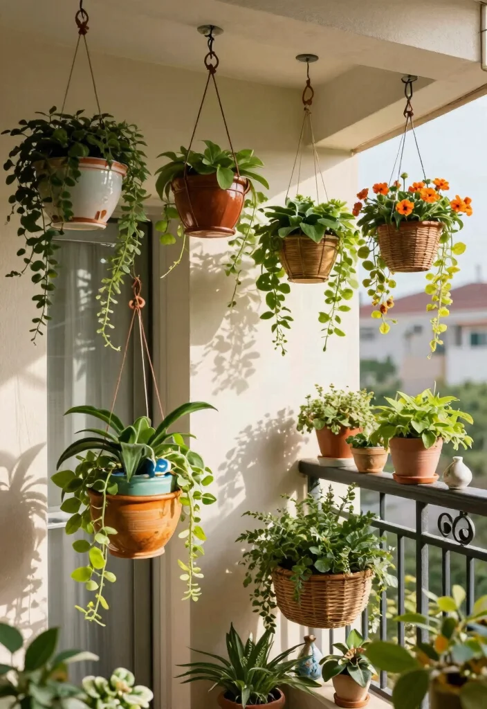 17 Small Container Garden Ideas That Maximize Tiny Spaces - 7. Hanging Planters 1