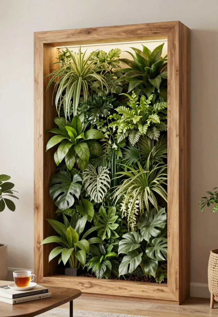 17 Vertical Garden Wall Planter Ideas That Save Space - 5. Indoor Vertical Garden with Frame 1