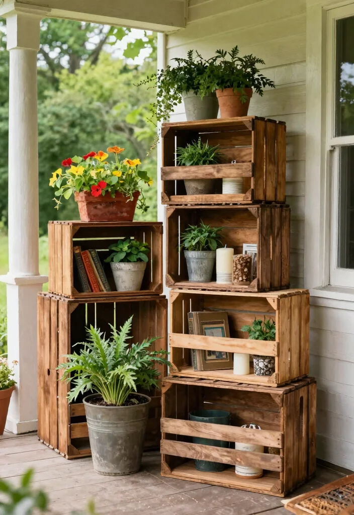 17 Vintage Porch Decor Ideas With Timeless Appeal 11 17 Vintage Porch Decor Ideas With Timeless Appeal - 11. Old Wooden Crates 1