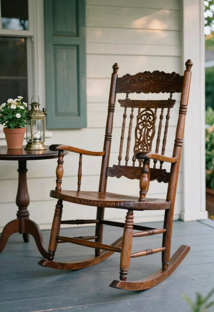17 Vintage Porch Decor Ideas With Timeless Appeal 2 17 Vintage Porch Decor Ideas With Timeless Appeal - 2. Antique Rocking Chair 1