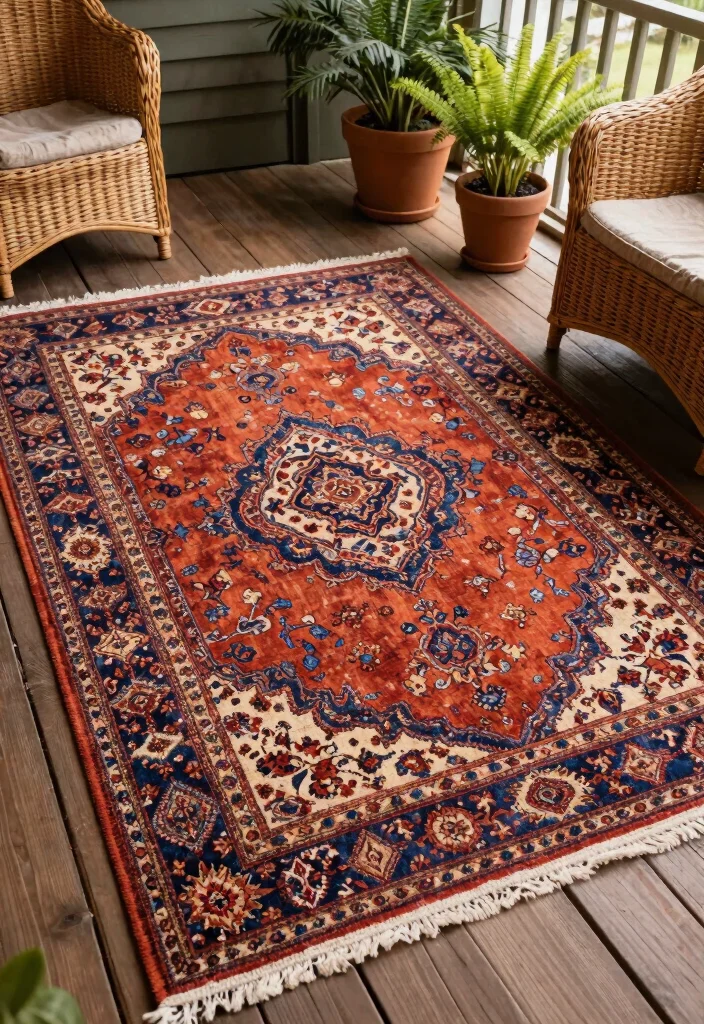 17 Vintage Porch Decor Ideas With Timeless Appeal 9 17 Vintage Porch Decor Ideas With Timeless Appeal - 9. Vintage Rugs 1