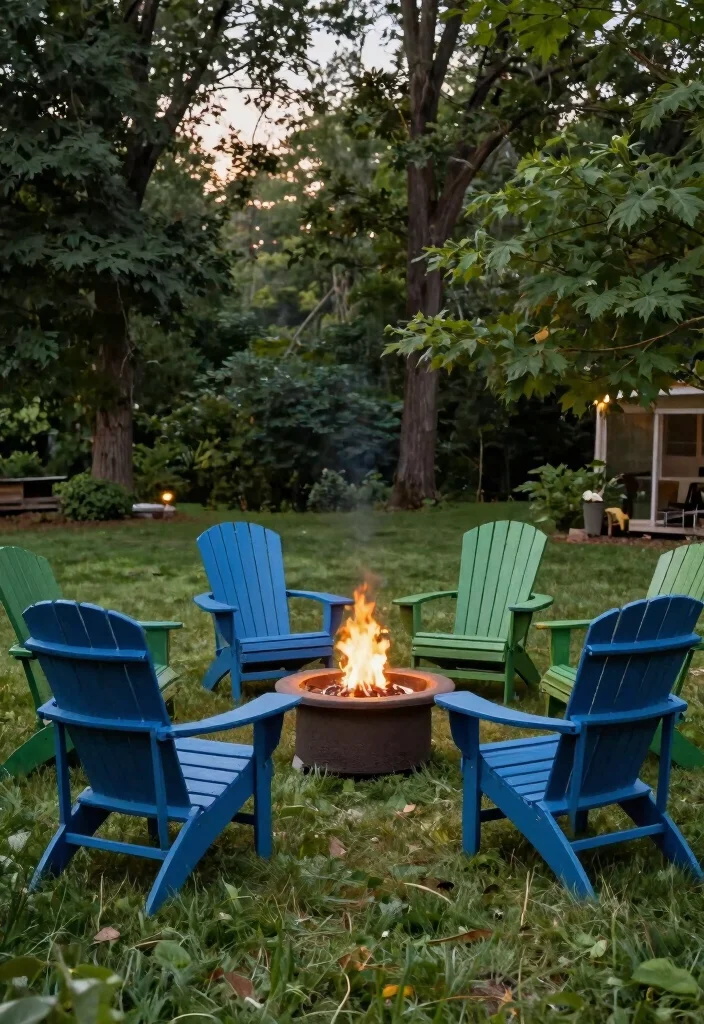 18 Cozy & Inviting Backyard Seating Ideas That Feel Like Home - 10. Classic Adirondack Chairs 1