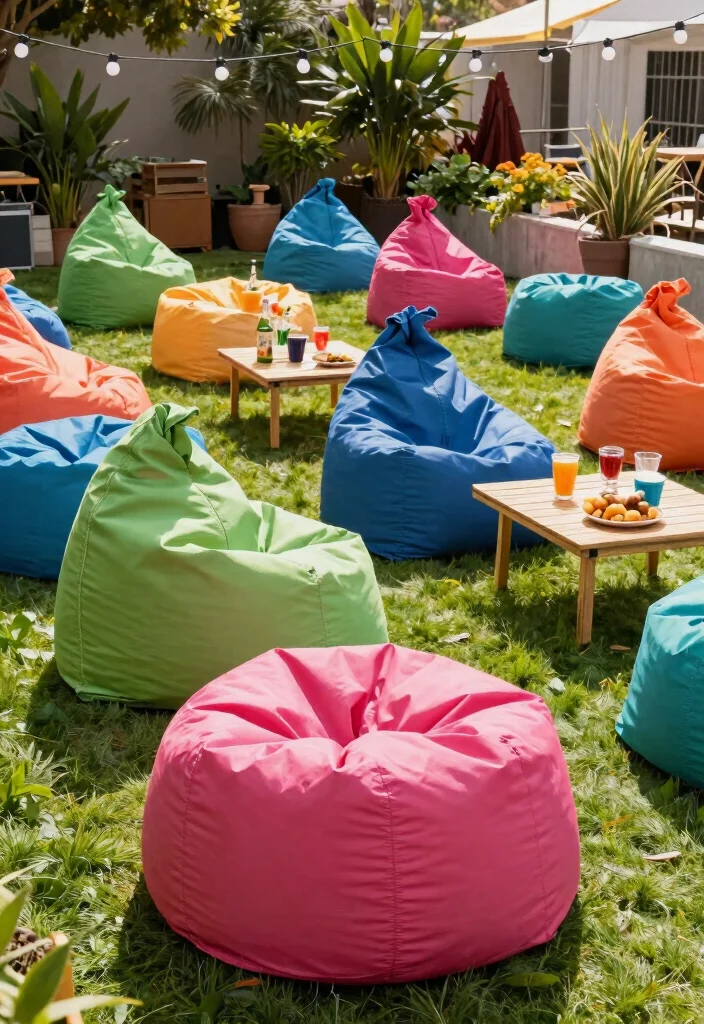 18 Cozy & Inviting Backyard Seating Ideas That Feel Like Home - 8. Stylish Bean Bag Chairs 1