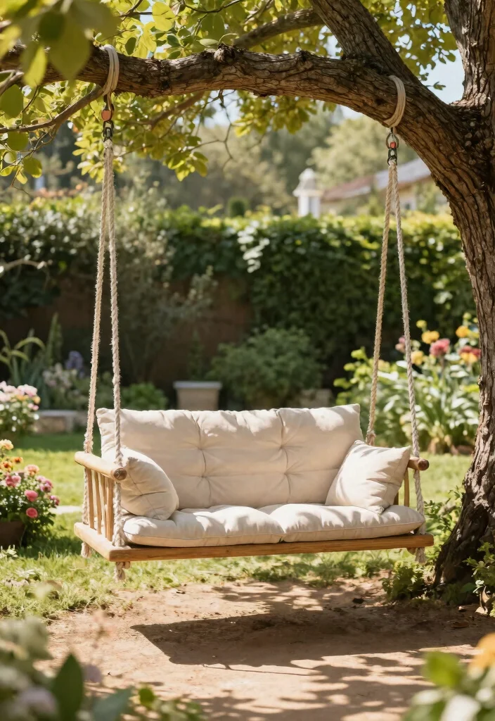 18 Cozy & Inviting Backyard Seating Ideas That Feel Like Home - 9. Swing Seating 1