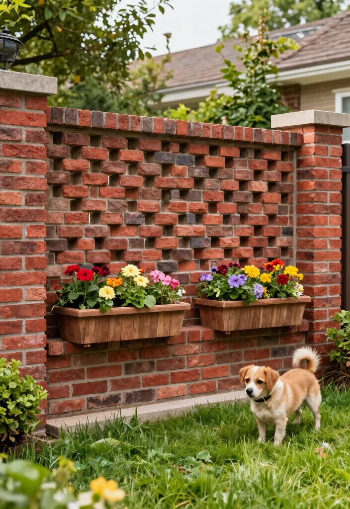 18 Dog Fence Ideas Backyards That Keep Pets Safe 12 18 Dog Fence Ideas Backyards That Keep Pets Safe - 12. Unique Decorative Brick Fence 1