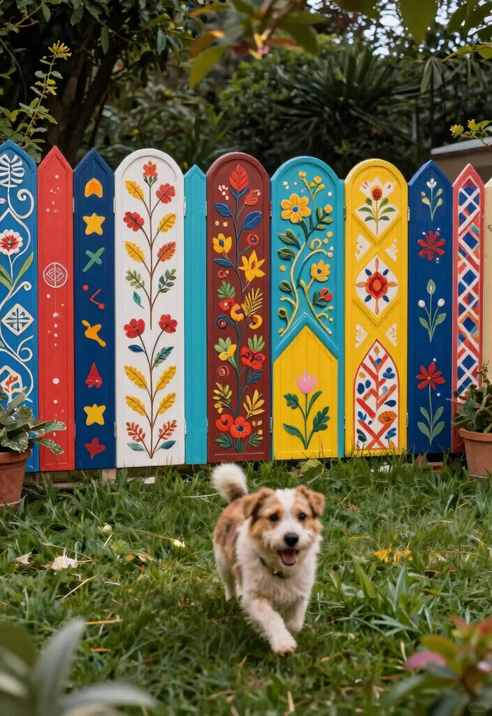 18 Dog Fence Ideas Backyards That Keep Pets Safe 16 18 Dog Fence Ideas Backyards That Keep Pets Safe - 16. Artistic Fence Panels 1