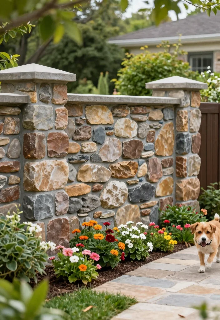 18 Dog Fence Ideas Backyards That Keep Pets Safe 17 18 Dog Fence Ideas Backyards That Keep Pets Safe - 17. Natural Stone Fencing 1