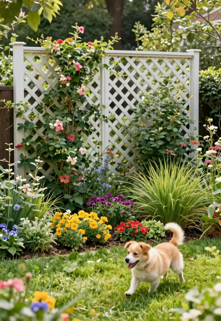 18 Dog Fence Ideas Backyards That Keep Pets Safe 5 18 Dog Fence Ideas Backyards That Keep Pets Safe - 5. Stylish Trellis Fencing 1