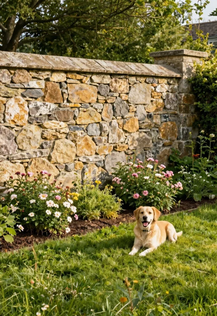 18 Dog Fence Ideas Backyards That Keep Pets Safe 7 18 Dog Fence Ideas Backyards That Keep Pets Safe - 7. Cozy Stone Wall Fencing 1