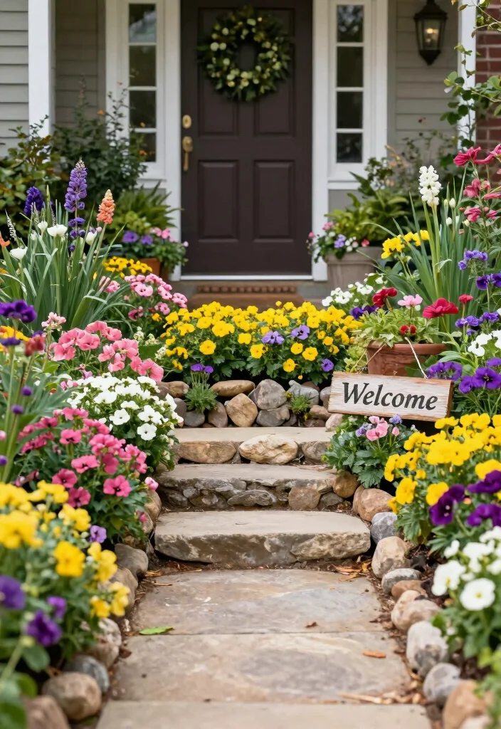 18 Front Porch Walkway Ideas That Welcome Beautifully 1 18 Front Porch Walkway Ideas That Welcome Beautifully - 1. Flower-Lined Walkway 1