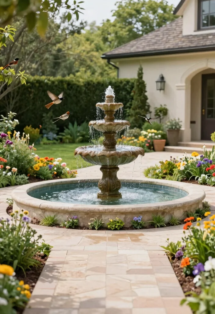 18 Front Porch Walkway Ideas That Welcome Beautifully 13 18 Front Porch Walkway Ideas That Welcome Beautifully - 13. Elegant Water Features 1