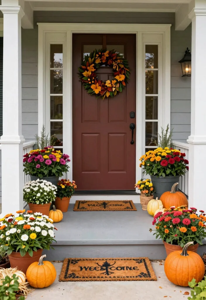 18 Front Porch Walkway Ideas That Welcome Beautifully 3 18 Front Porch Walkway Ideas That Welcome Beautifully - 3. Seasonal Decor 1