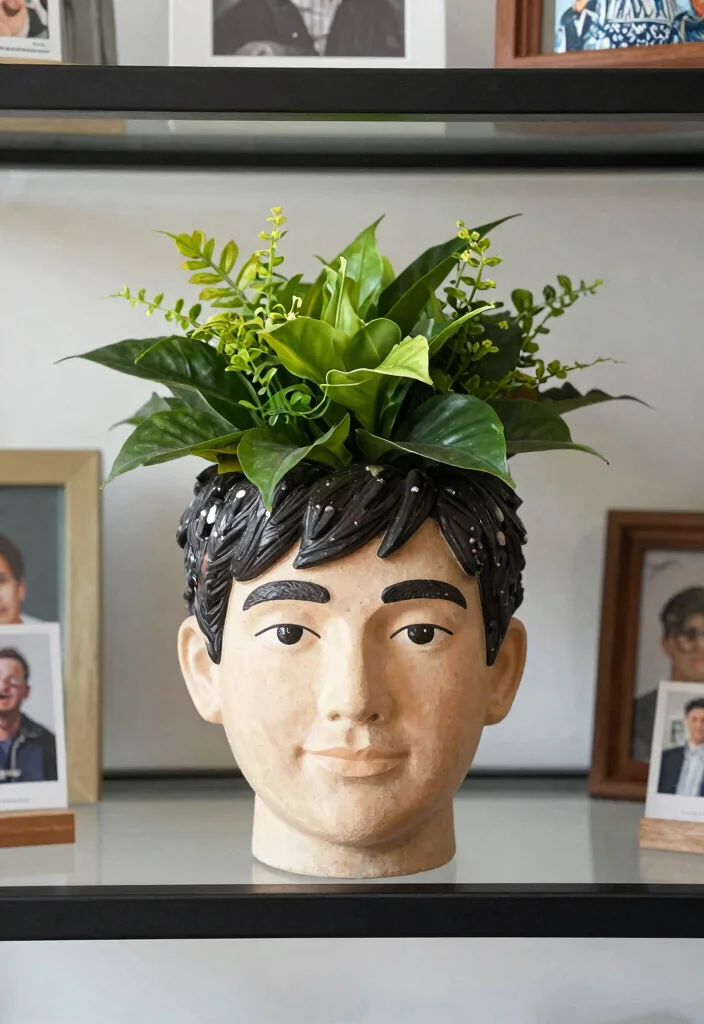18 Head Planter Ideas With Artsy Garden Style - 13. The Personalized Portrait Planter 1