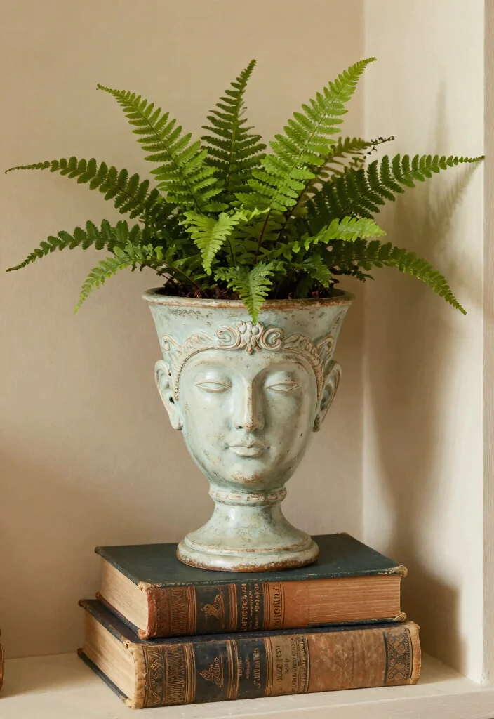 18 Head Planter Ideas With Artsy Garden Style - 4. The Vintage Style Head Planter 1