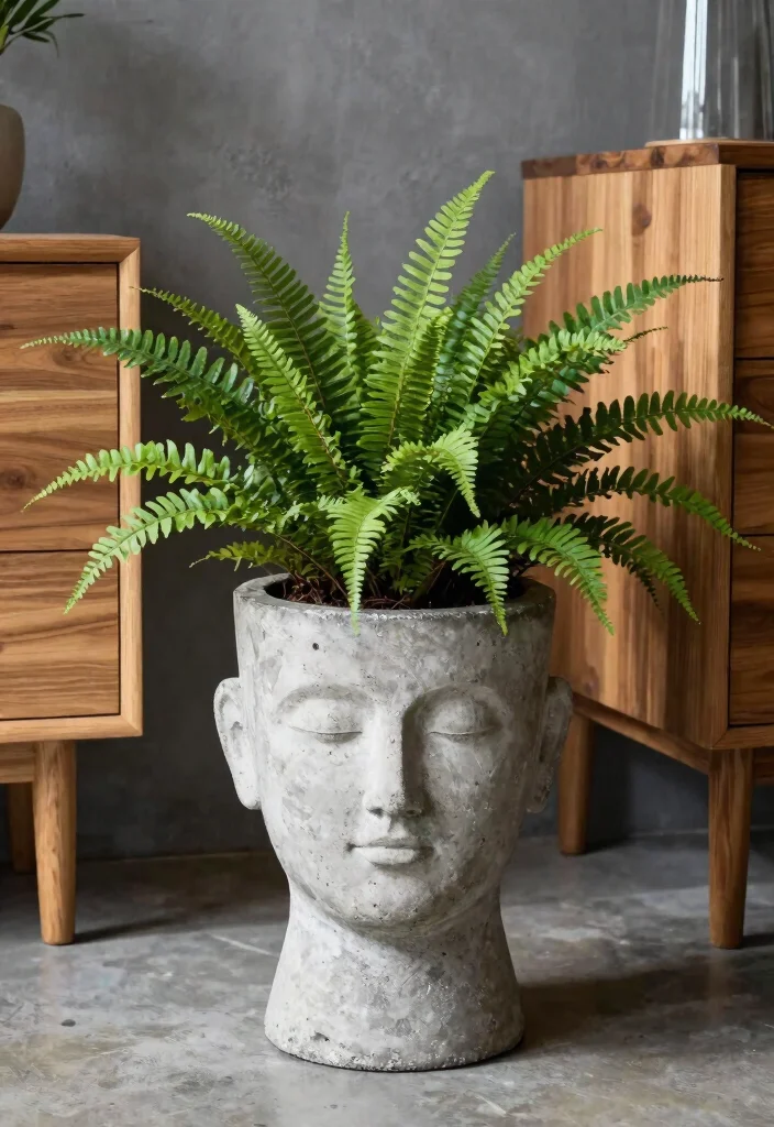 18 Head Planter Ideas With Artsy Garden Style - 8. The Concrete and Stone Planter 1