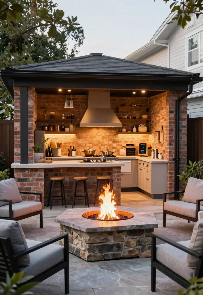18 In Ground Fire Pit Ideas Backyard Designs Will Love - 10. Fire Pit with Outdoor Kitchen 1