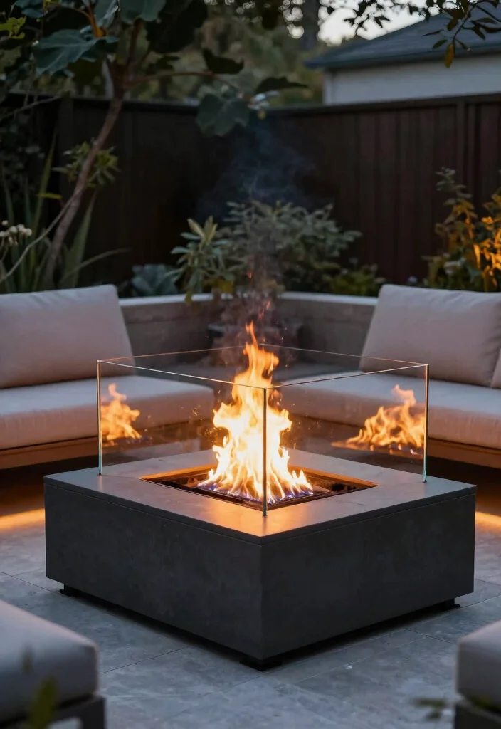 18 In Ground Fire Pit Ideas Backyard Designs Will Love - 11. In-Ground Fire Pit with Glass Surround 1