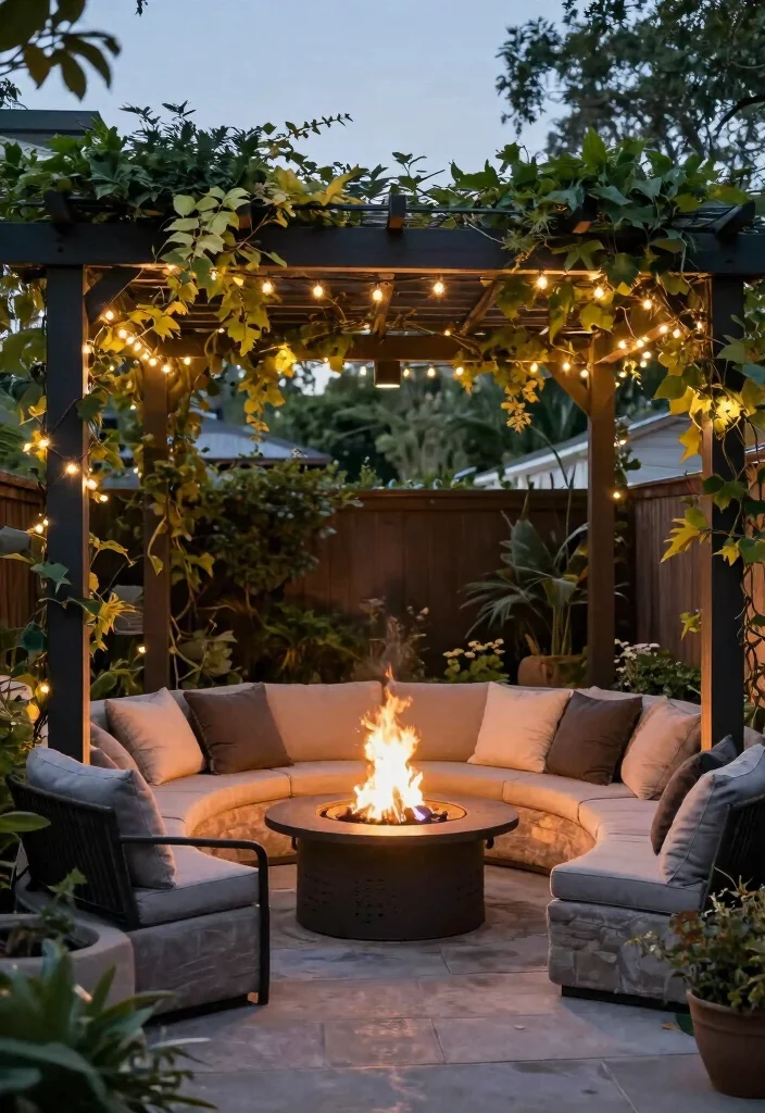 18 In Ground Fire Pit Ideas Backyard Designs Will Love - 14. Fire Pit with a Pergola 1