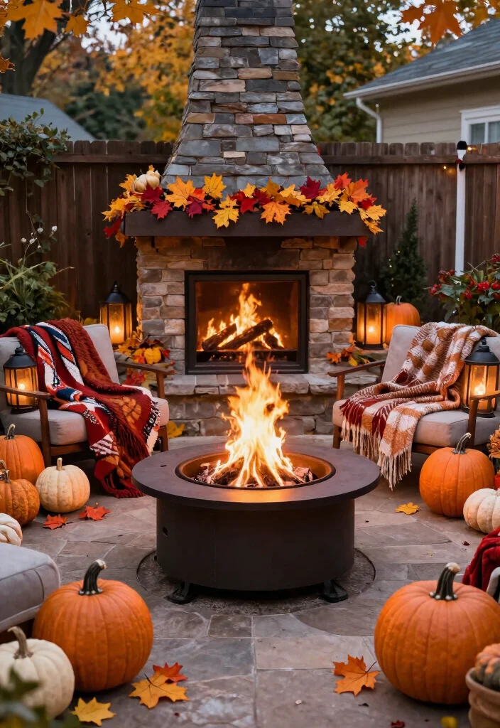 18 In Ground Fire Pit Ideas Backyard Designs Will Love - 15. Fire Pit with Seasonal Decor 1