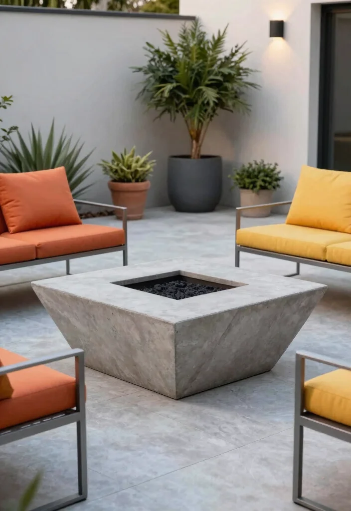 18 In Ground Fire Pit Ideas Backyard Designs Will Love - 2. Geometric Concrete Fire Pit 1