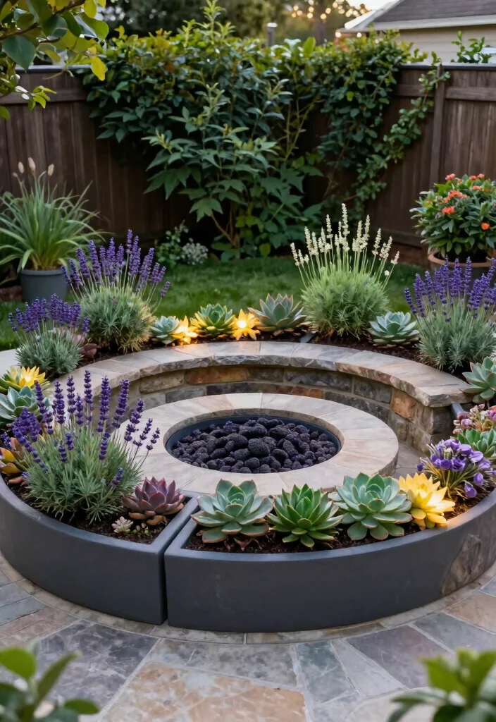 18 In Ground Fire Pit Ideas Backyard Designs Will Love - 5. Fire Pit with Built-in Planters 1