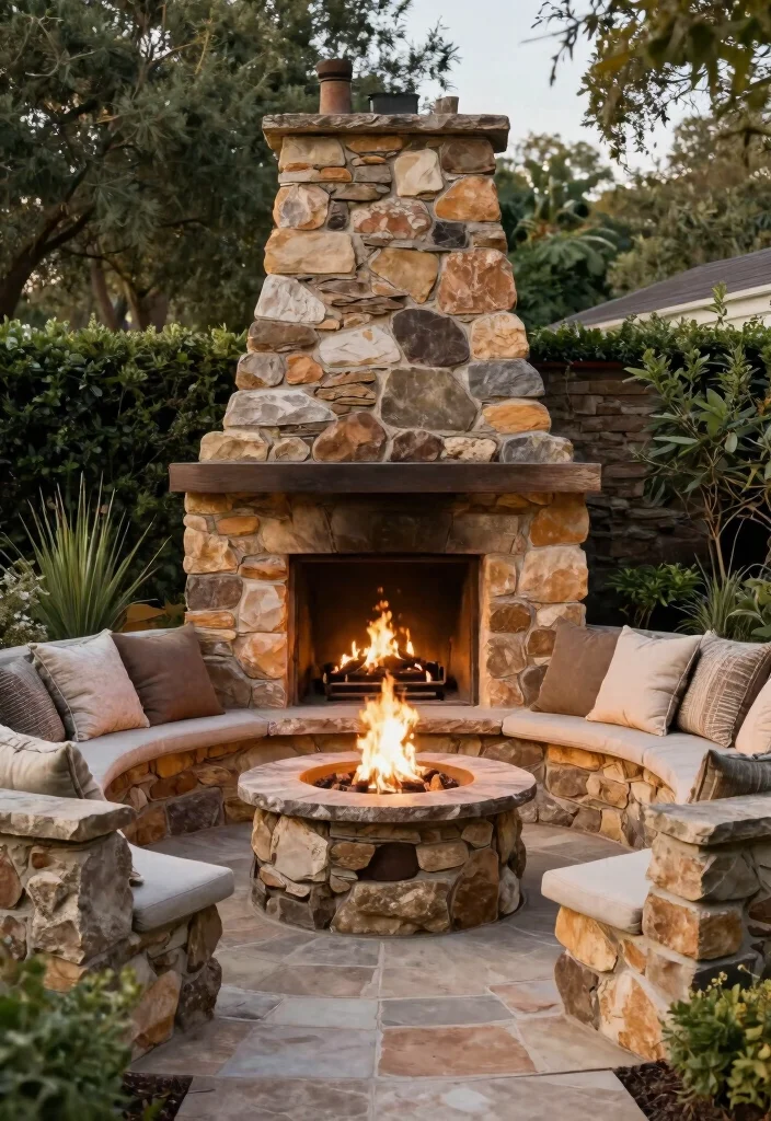 18 In Ground Fire Pit Ideas Backyard Designs Will Love - 8. Rustic Stone Fire Pit with Seating Walls 1