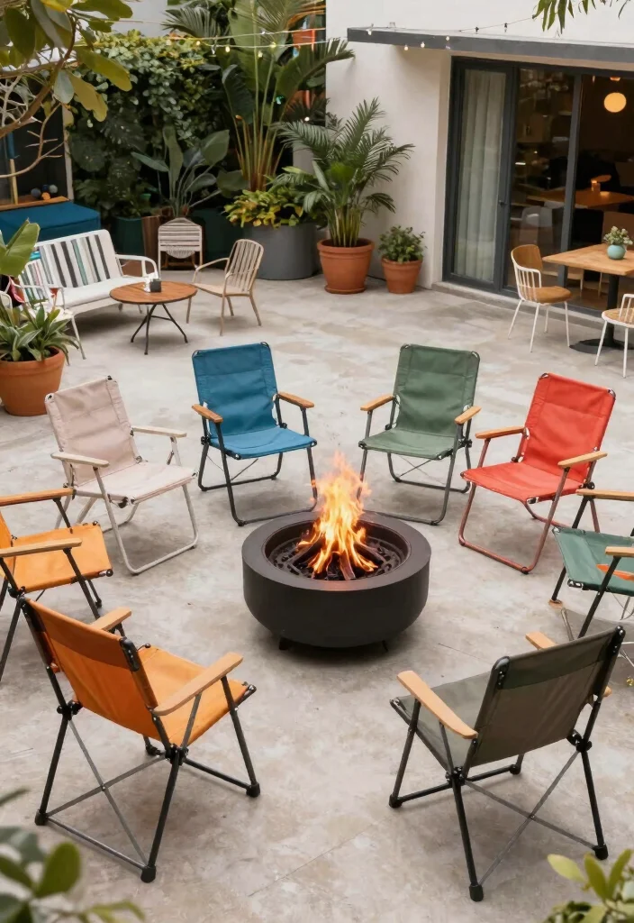 18 Outdoor Fire Pit Seating Ideas That Gather Everyone Together 10 18 Outdoor Fire Pit Seating Ideas That Gather Everyone Together - 10. Folding Chairs 1