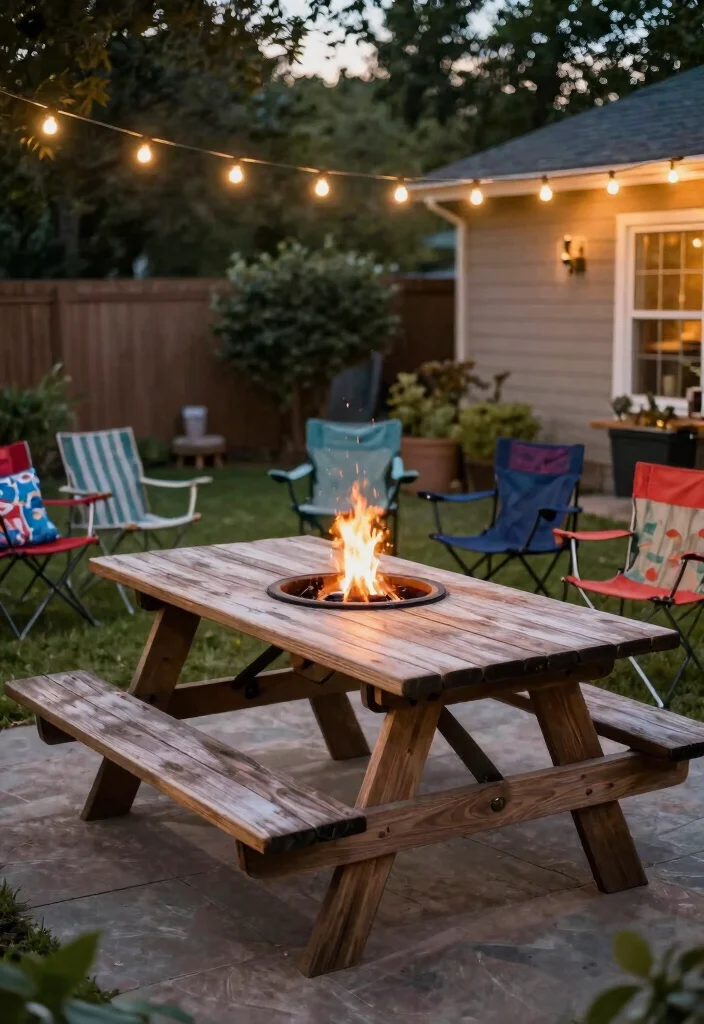 18 Outdoor Fire Pit Seating Ideas That Gather Everyone Together 6 18 Outdoor Fire Pit Seating Ideas That Gather Everyone Together - 6. Picnic Table Fire Pit Combo 1