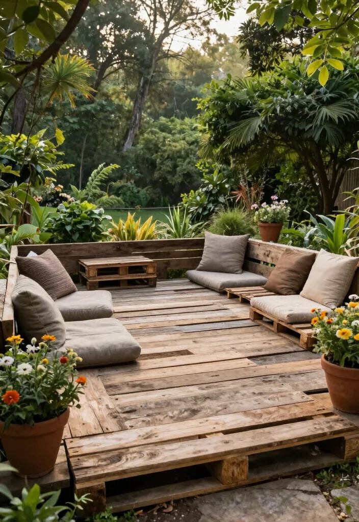 18 Pallet Patio Decks Ideas That Look Budget Friendly & Chic - 1. Rustic Charm with Reclaimed Pallets 1