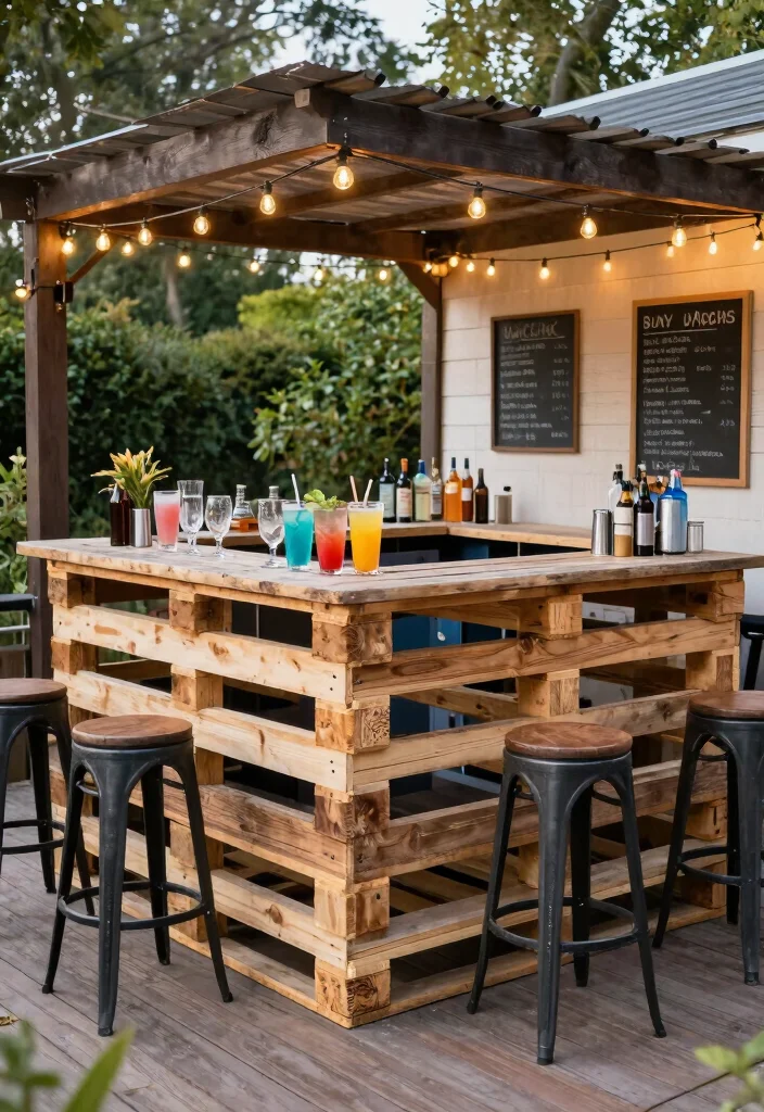 18 Pallet Patio Decks Ideas That Look Budget Friendly & Chic - 10. DIY Pallet Bar 1