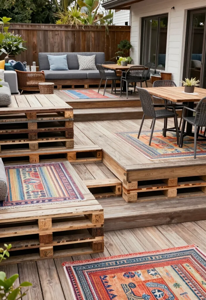 18 Pallet Patio Decks Ideas That Look Budget Friendly & Chic - 11. Layered Decking Design 1