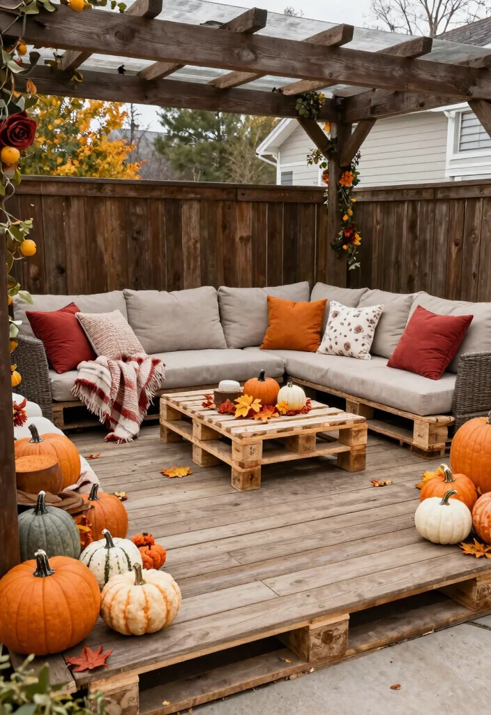 18 Pallet Patio Decks Ideas That Look Budget Friendly & Chic - 14. Seasonal Decor Changes 1