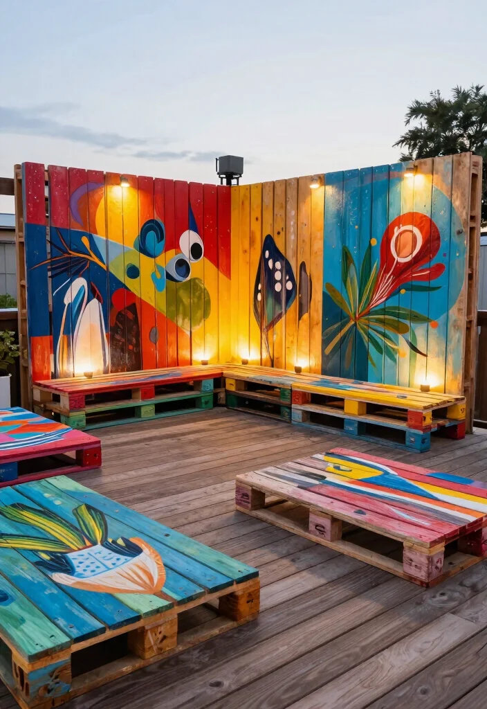 18 Pallet Patio Decks Ideas That Look Budget Friendly & Chic - 15. Pallet Art Installations 1