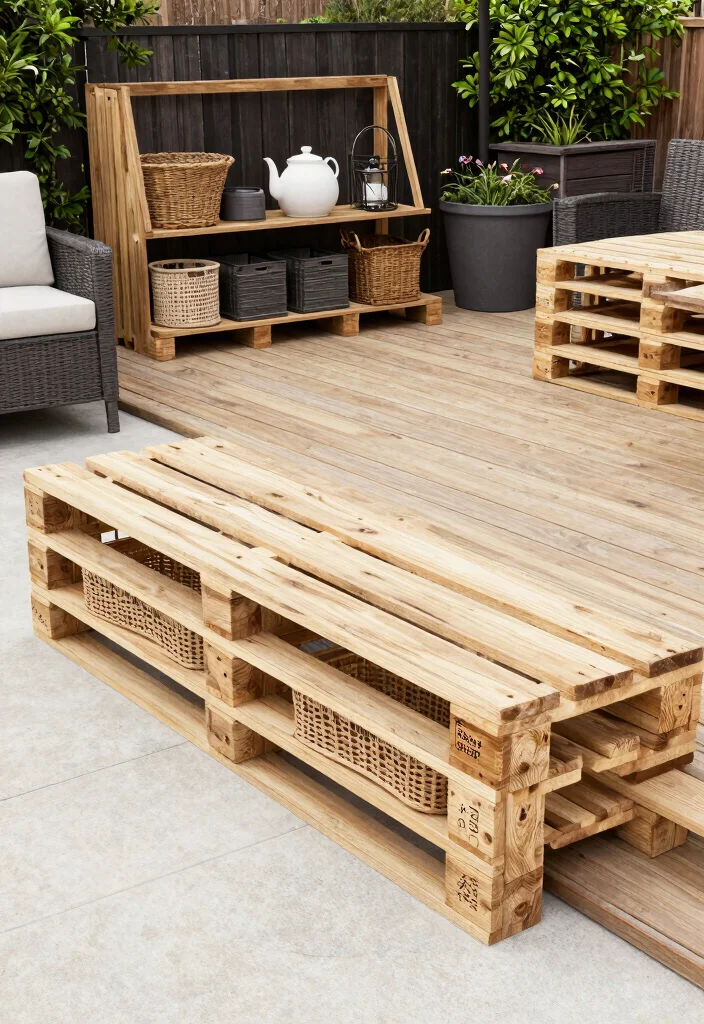 18 Pallet Patio Decks Ideas That Look Budget Friendly & Chic - 17. Smart Storage Solutions 1