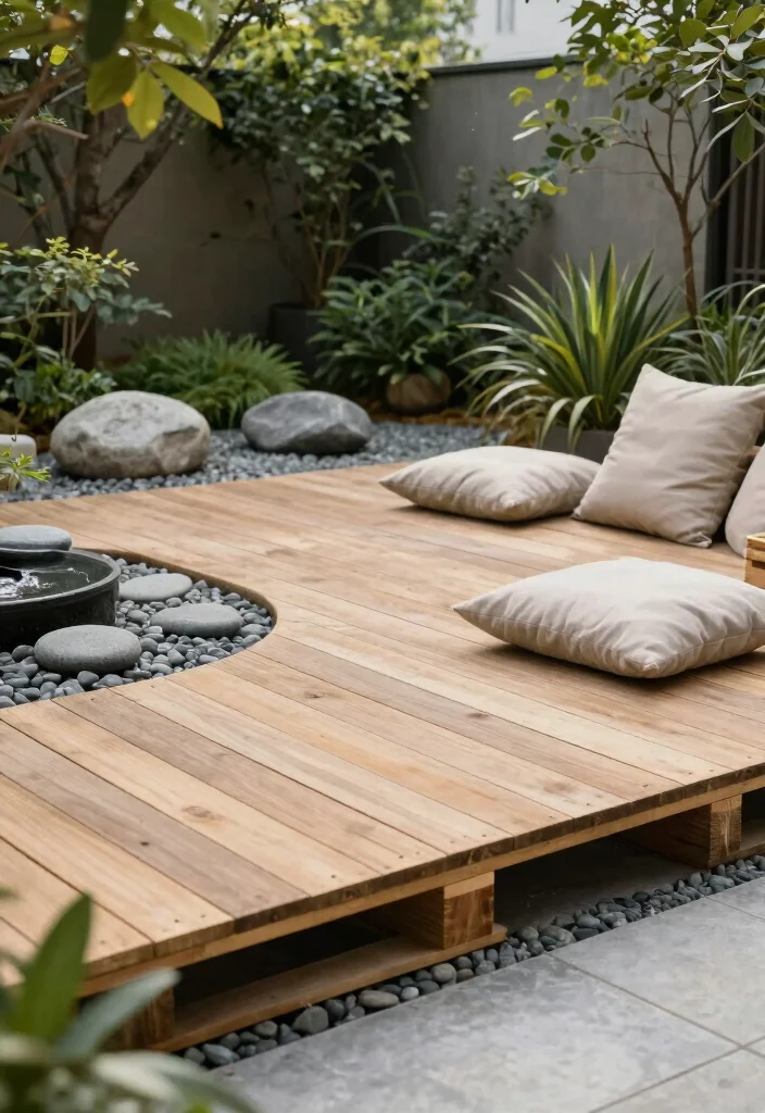 18 Pallet Patio Decks Ideas That Look Budget Friendly & Chic - 6. Zen Garden Retreat 1