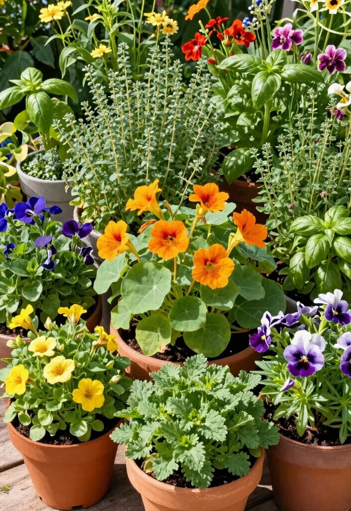 18 Patio Herb Garden Ideas With Fresh Green Vibes 13 18 Patio Herb Garden Ideas With Fresh Green Vibes - 13. Edible Flower Herb Garden 1