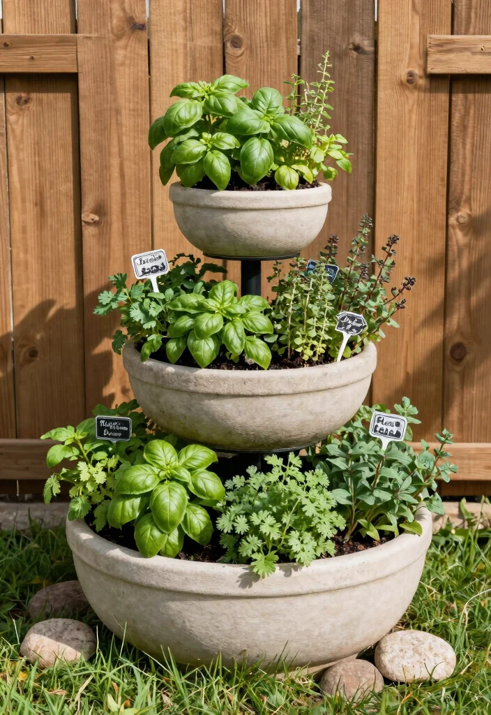 18 Patio Herb Garden Ideas With Fresh Green Vibes 4 18 Patio Herb Garden Ideas With Fresh Green Vibes - 4. Tiered Herb Planters 1