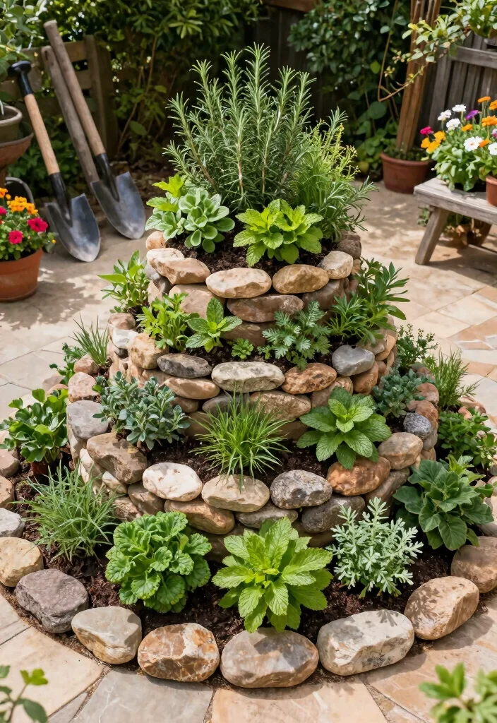 18 Patio Herb Garden Ideas With Fresh Green Vibes 6 18 Patio Herb Garden Ideas With Fresh Green Vibes - 6. Herb Spiral Garden 1