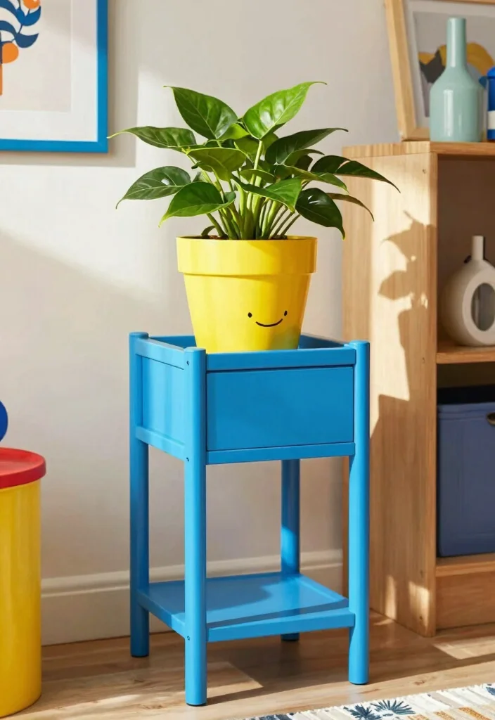 18 Planter With Stand Ideas That Elevate Your Greenery - 16. Color-Blocked Planter Stands 1