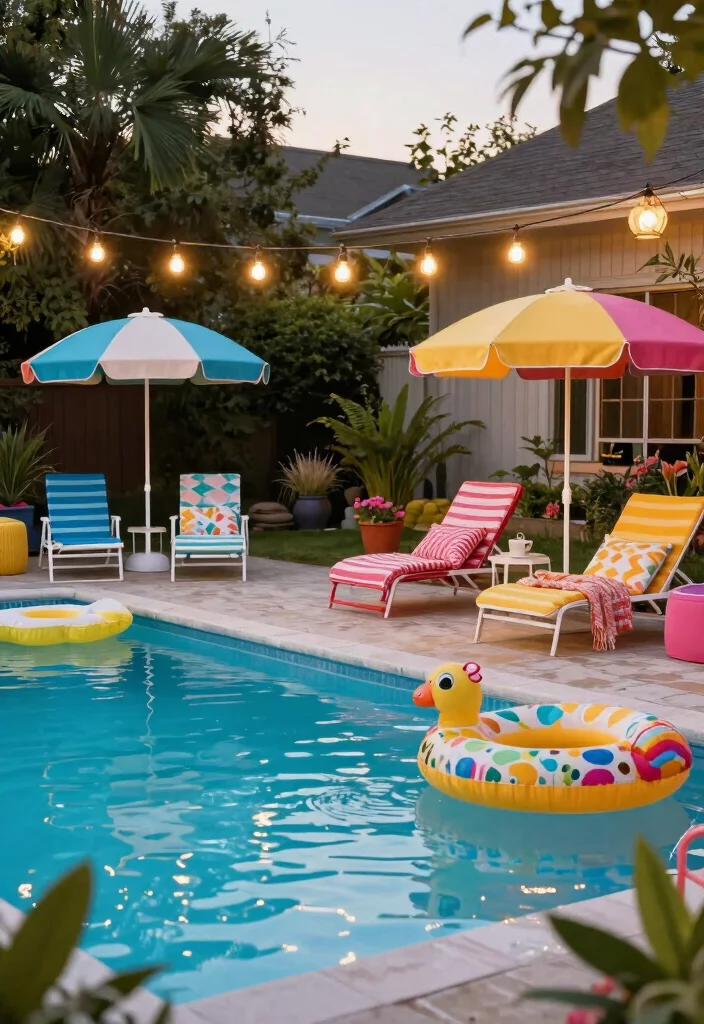 18 Pool Backyard Ideas That Elevate Your Outdoor Living - 10. Colorful Outdoor Decor 1