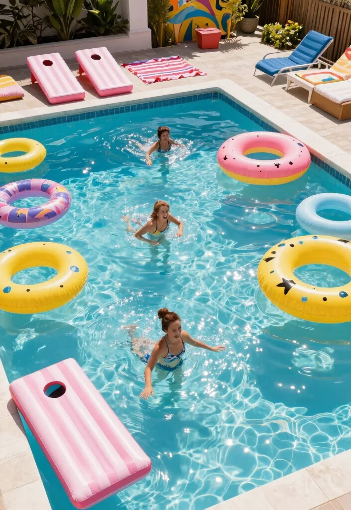 18 Pool Backyard Ideas That Elevate Your Outdoor Living - 17. Playful Pool Accessories 1
