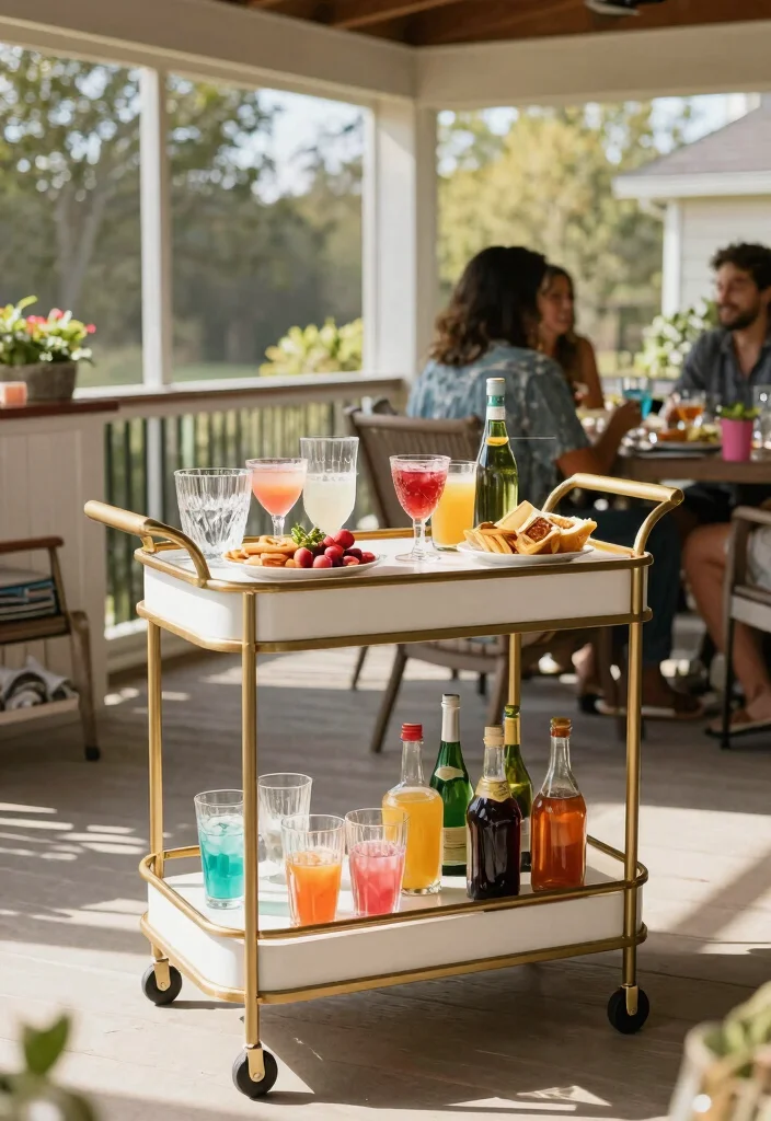 18 Screened in Front Porch Ideas for Bug Free Comfort 15 18 Screened in Front Porch Ideas for Bug Free Comfort - 15. DIY Bar Cart for Refreshments 1