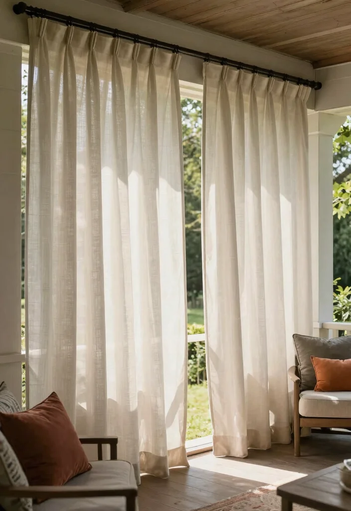 18 Screened in Front Porch Ideas for Bug Free Comfort 17 18 Screened in Front Porch Ideas for Bug Free Comfort - 17. Privacy Screens and Curtains 1
