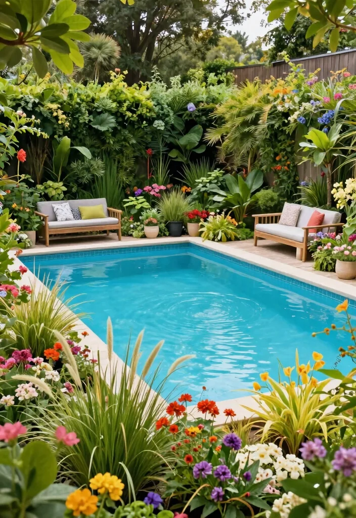 18 Swimming Pools Backyard 2026 Trending Ideas That Feel Like a Private Resort - 16. Poolside Gardens 1