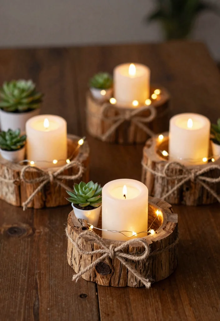 10 Bow Candle Holder Ideas for Table Settings and Mantels - 1. Rustic Wood Bow Holders 1